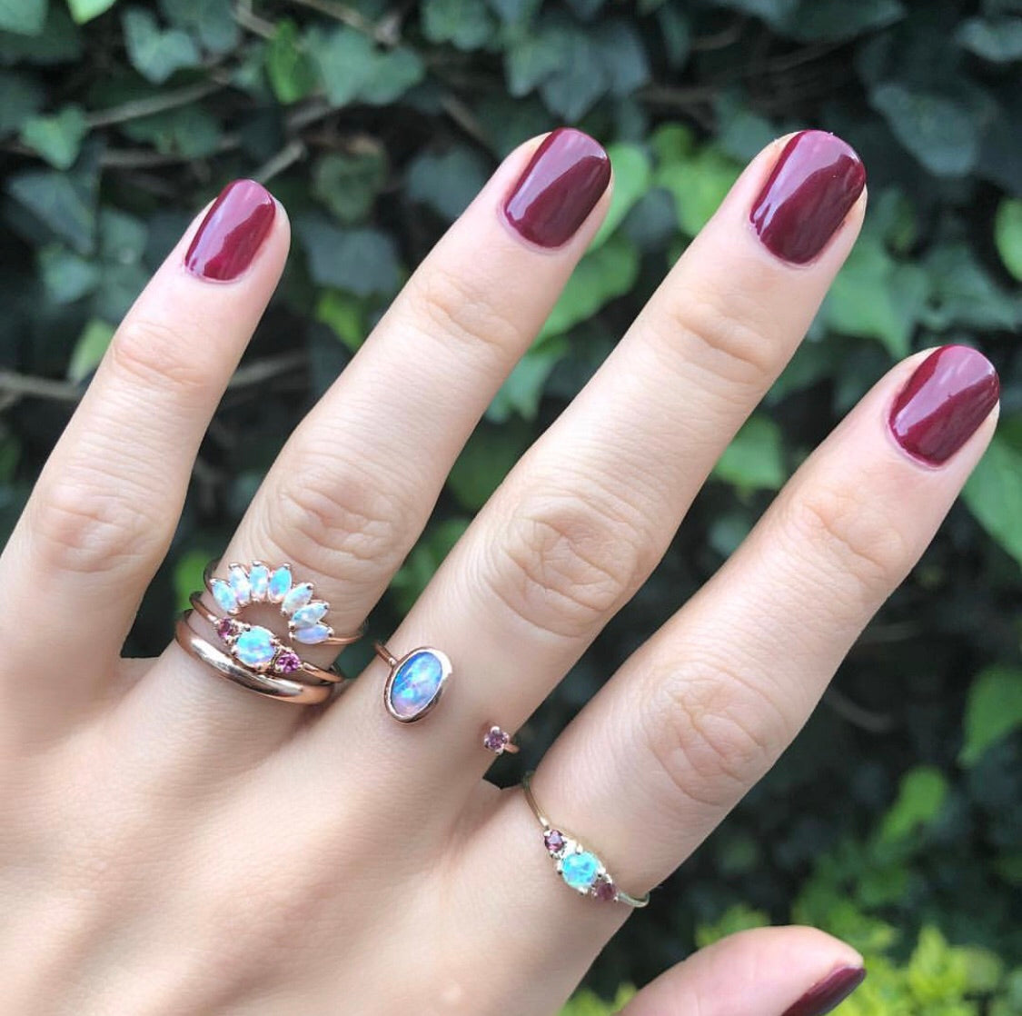 Opal Ring with Tourmalines