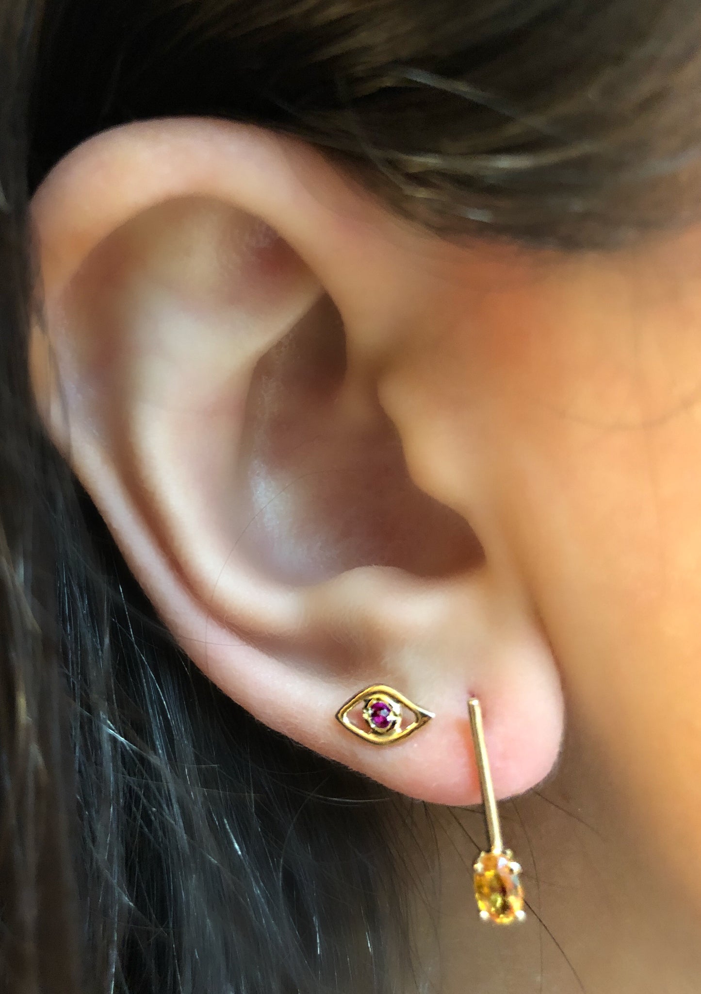 Eye Earring with Gemstone