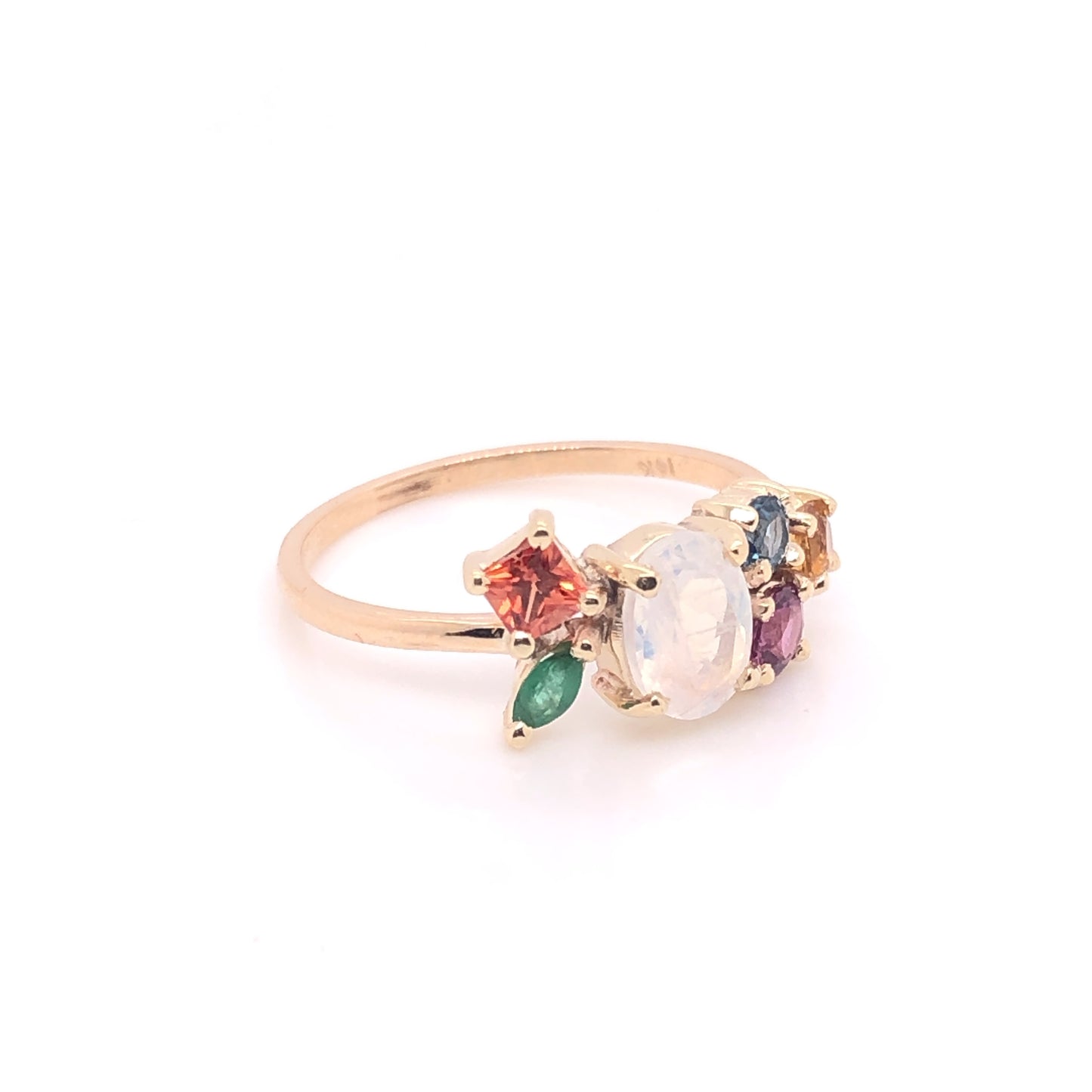Anillo de Cluster de Moonstone central (pieza única)