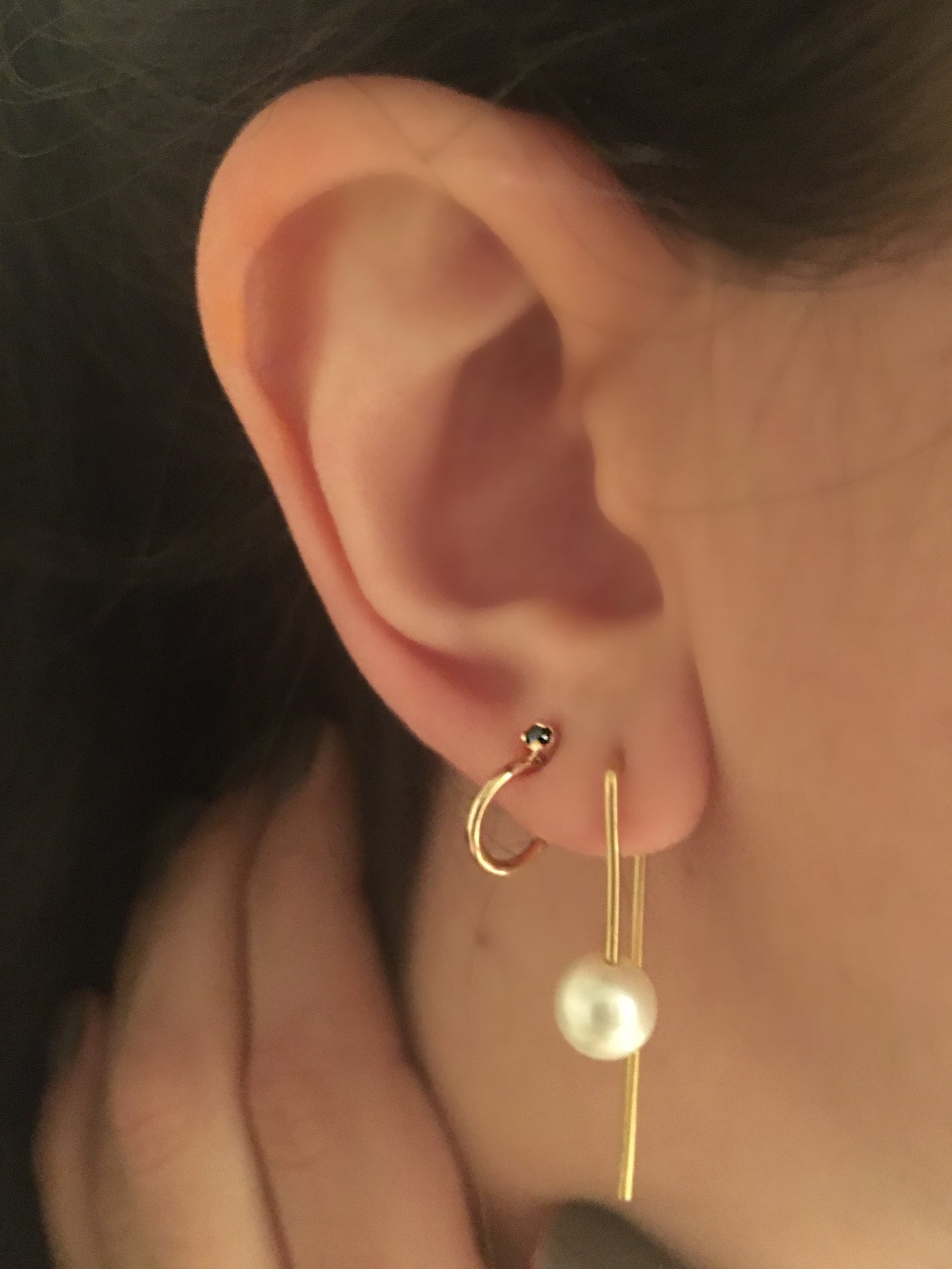 Natalia Gold Hoop Earrings with Stone (One Piece)