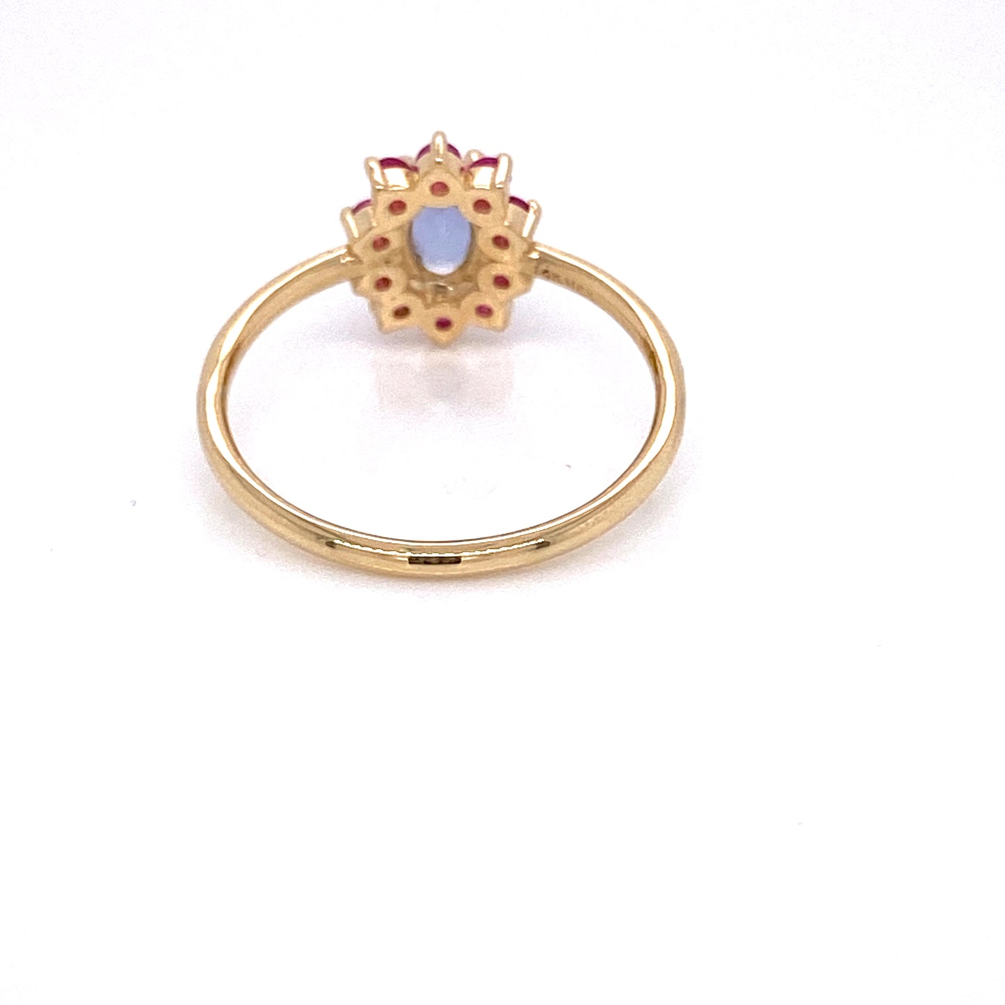Baby Blue Sapphire Ring with Hot Pink Sapphire Halo