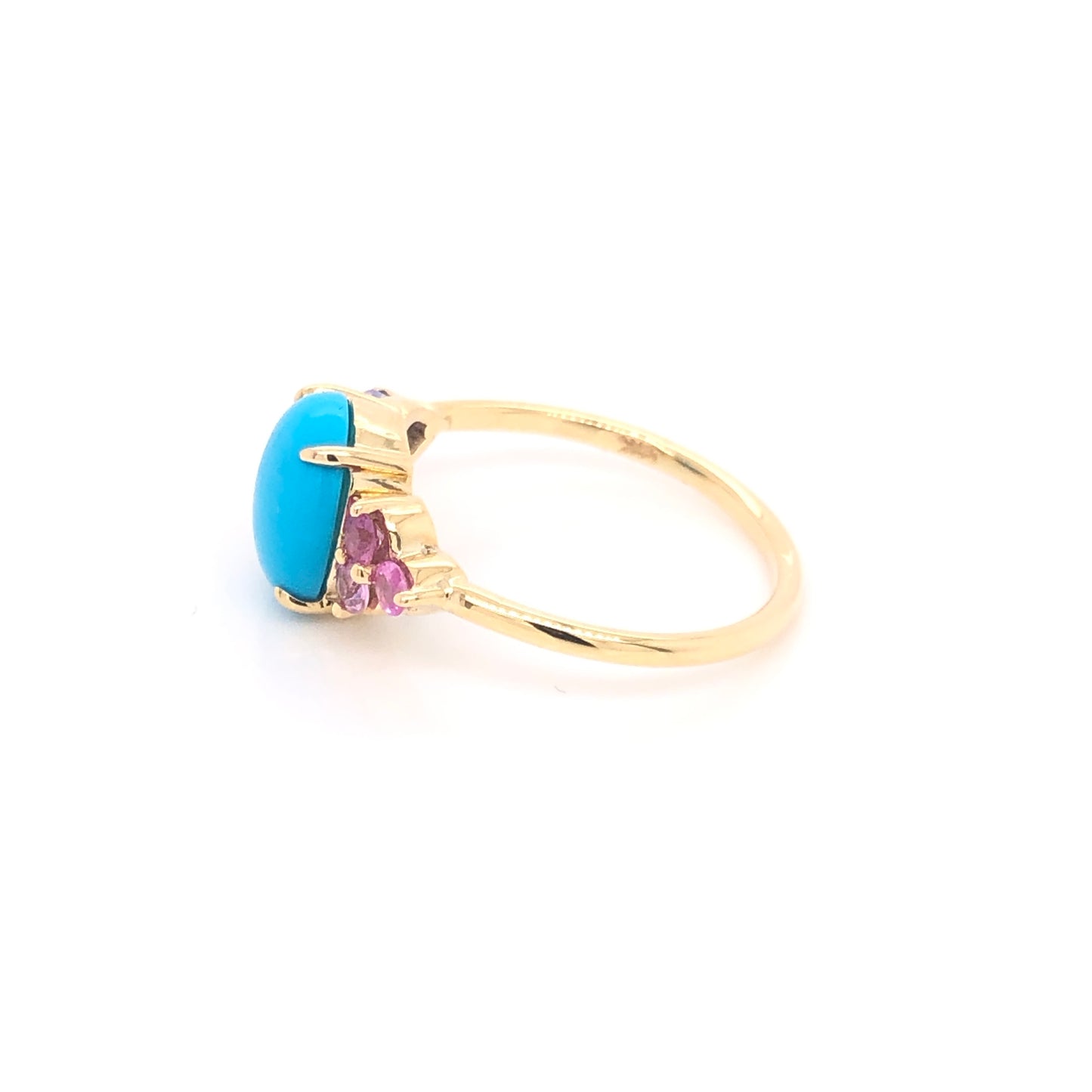 Anillo de Turquesa con Tanzanita y Zafiro Rosa