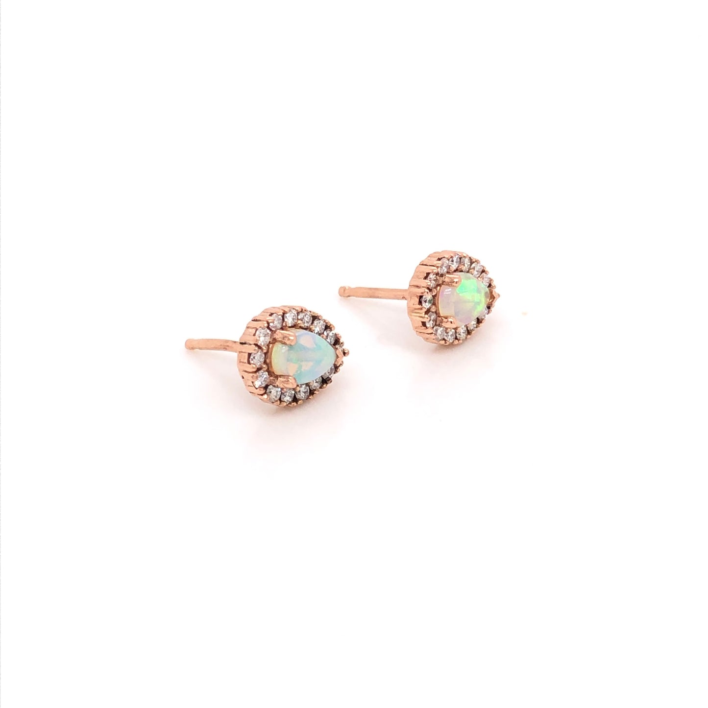 Aretes de Ópalo con Halo de Diamantes