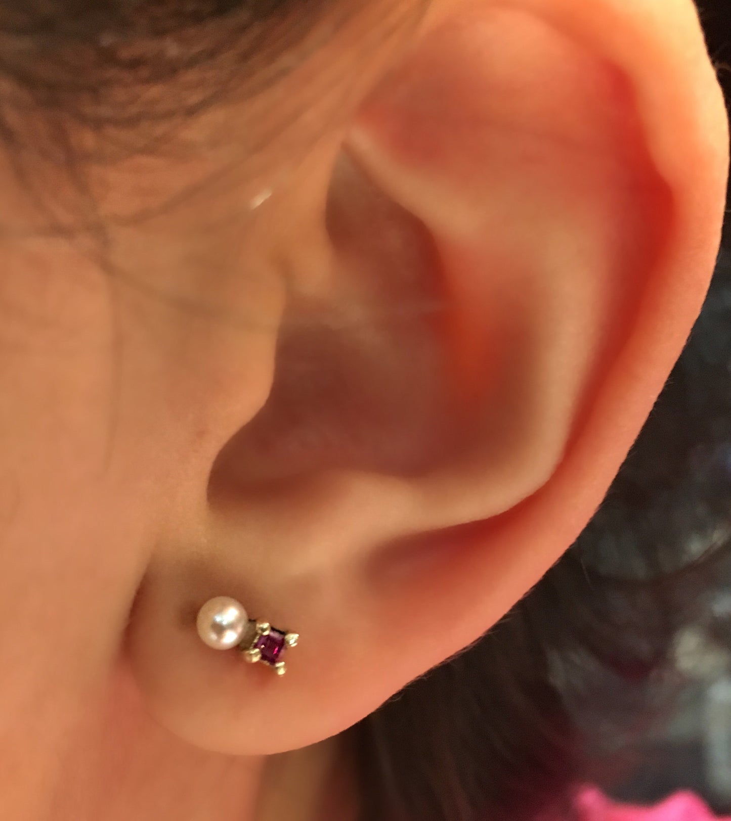 Pearl and Ruby Earrings