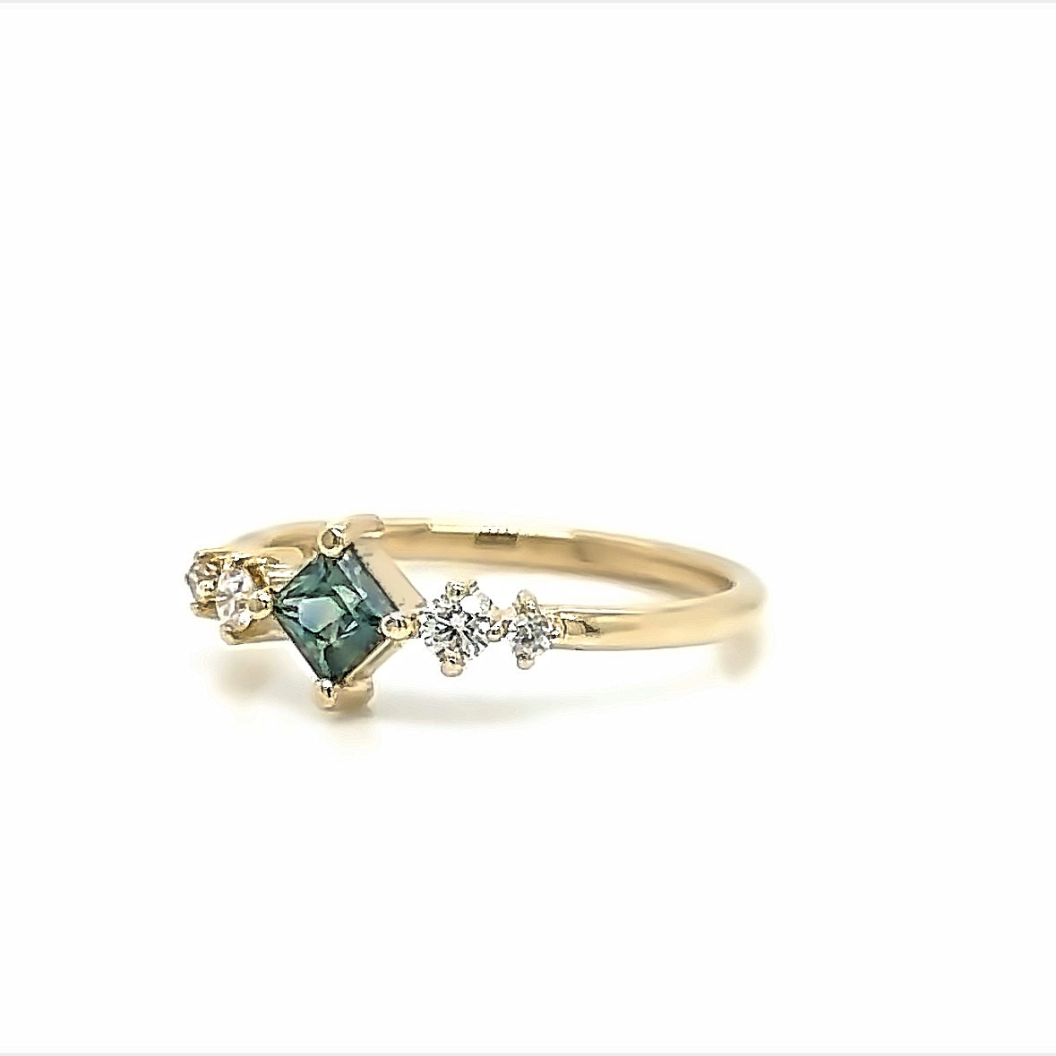 Lily Sapphire Greenish Blue Opalescent Ring