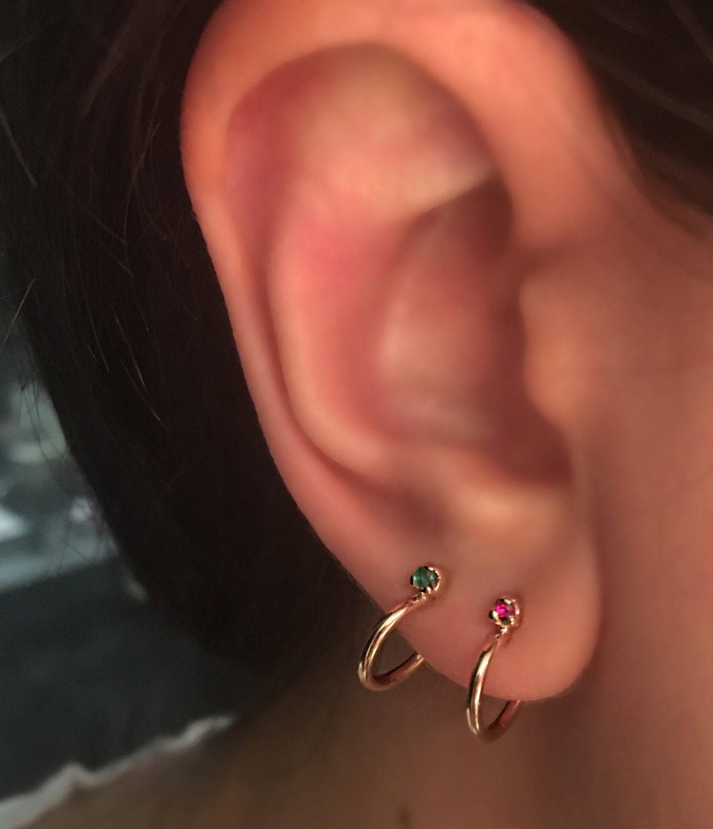 Natalia Gold Hoop Earrings with Stone (One Piece)