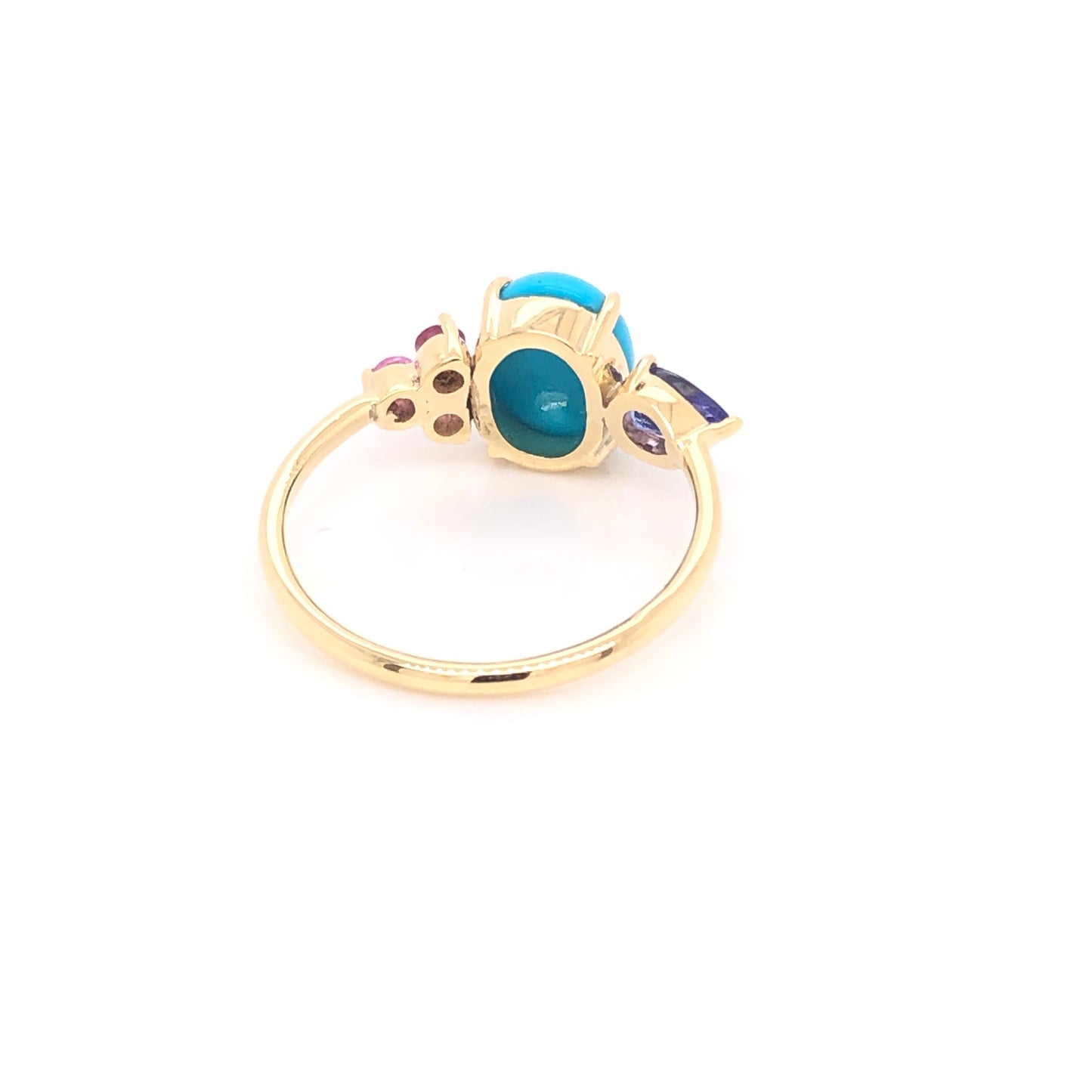 Anillo de Turquesa con Tanzanita y Zafiro Rosa