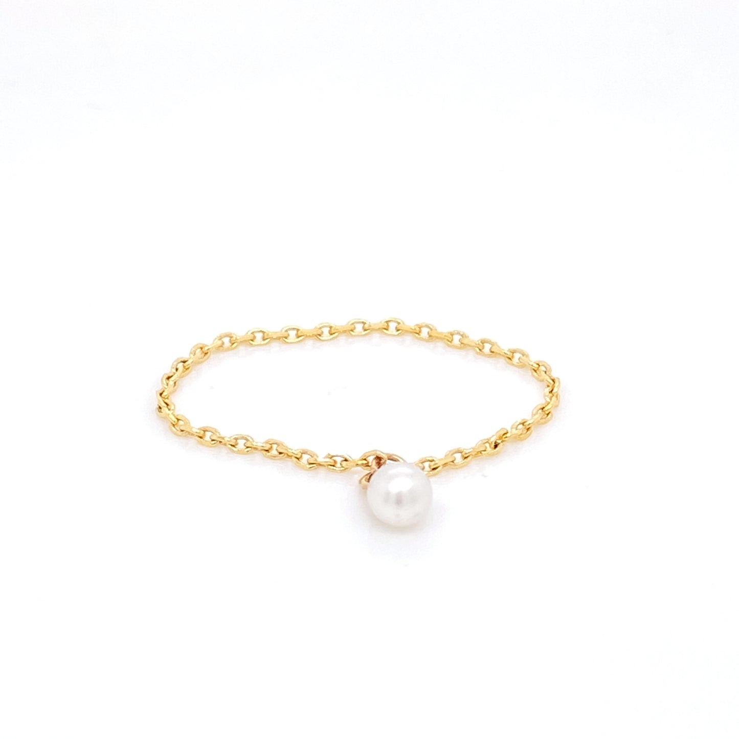 Anillo de Cadena con Perla colgante