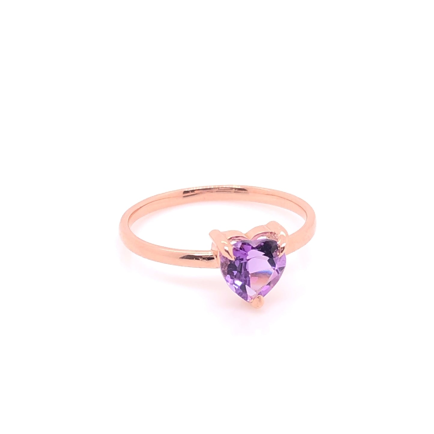 Amethyst ring in the shape of a small heart