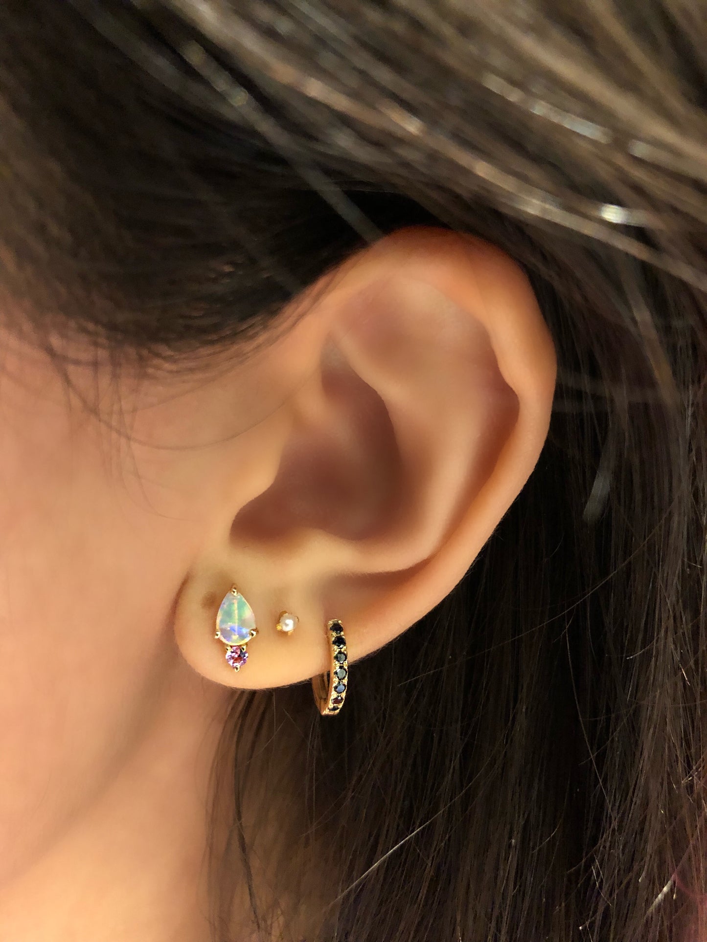Aretes de Ópalo con Zafiro Rosa