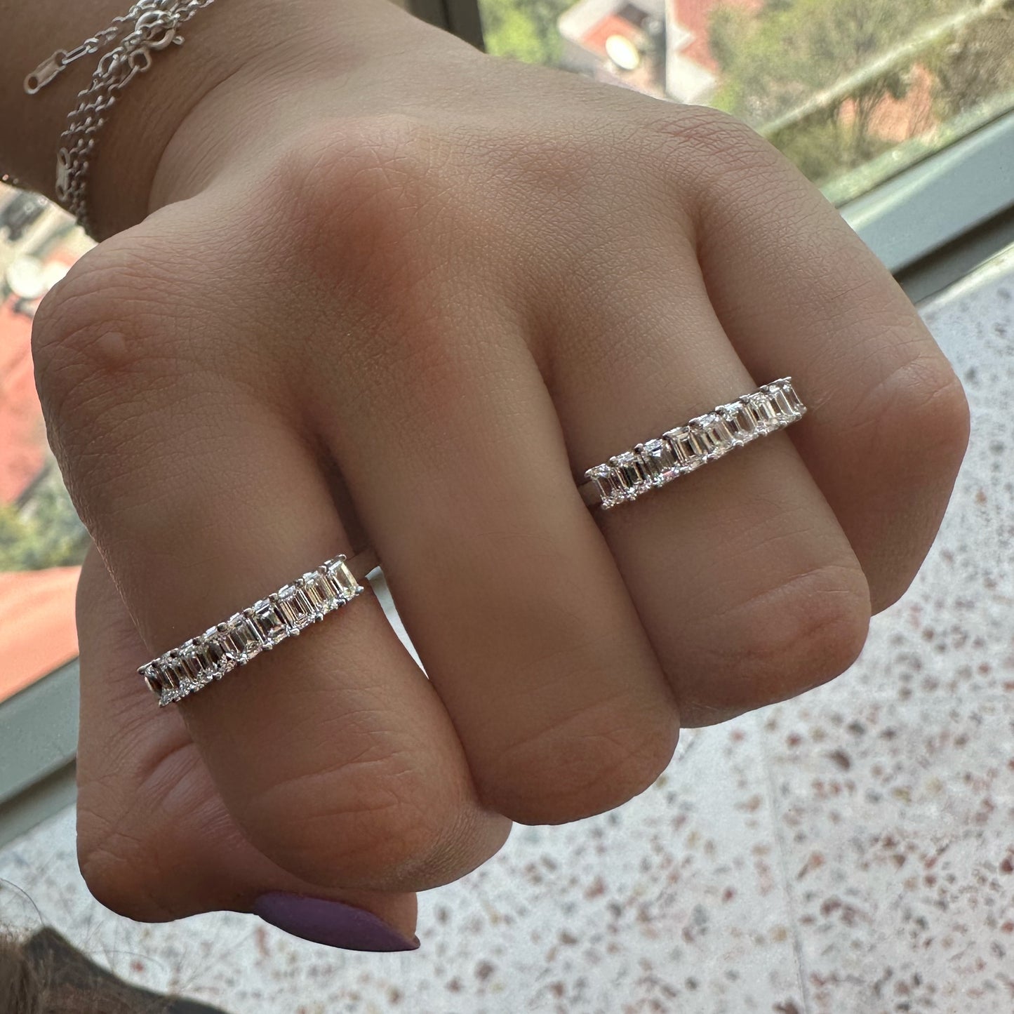 Half Churumbela emerald cut diamonds 0.10ct each