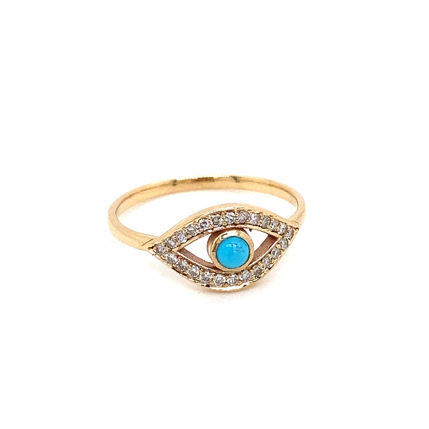 Anillo de Ojo con Diamantes y Turquesa