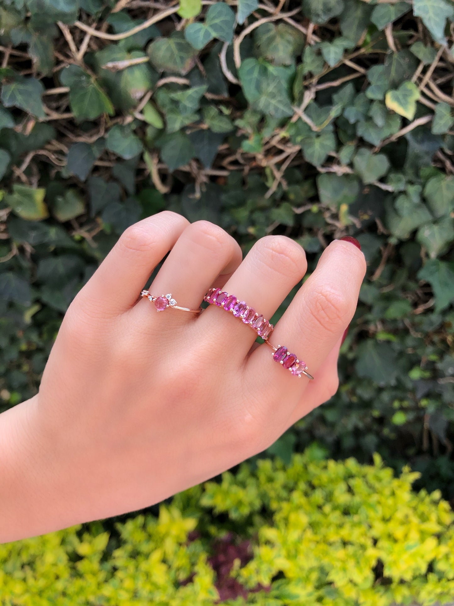 Anillo Soluna Turmalina Rosa Degradado