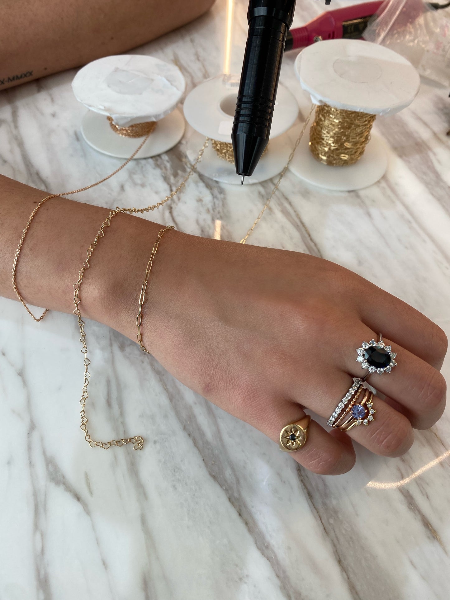 Pulsera ‘Tatuaje’ De Cadena de Corazones