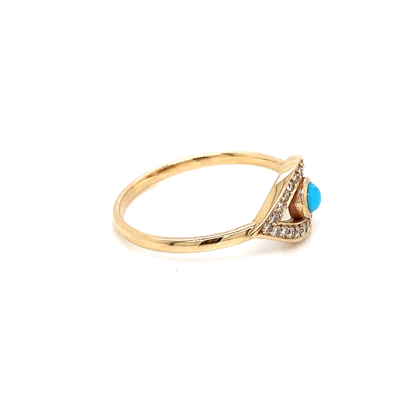 Anillo de Ojo con Diamantes y Turquesa