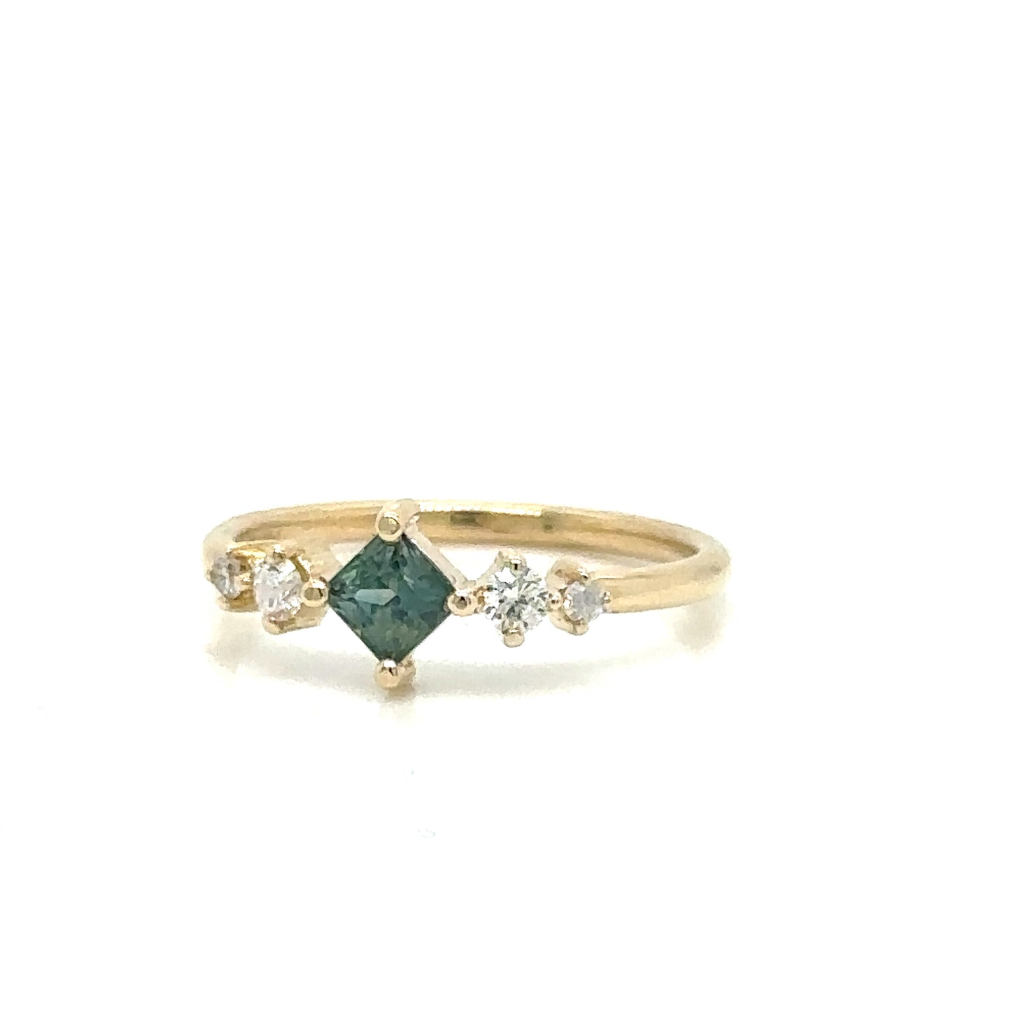 Lily Sapphire Greenish Blue Opalescent Ring