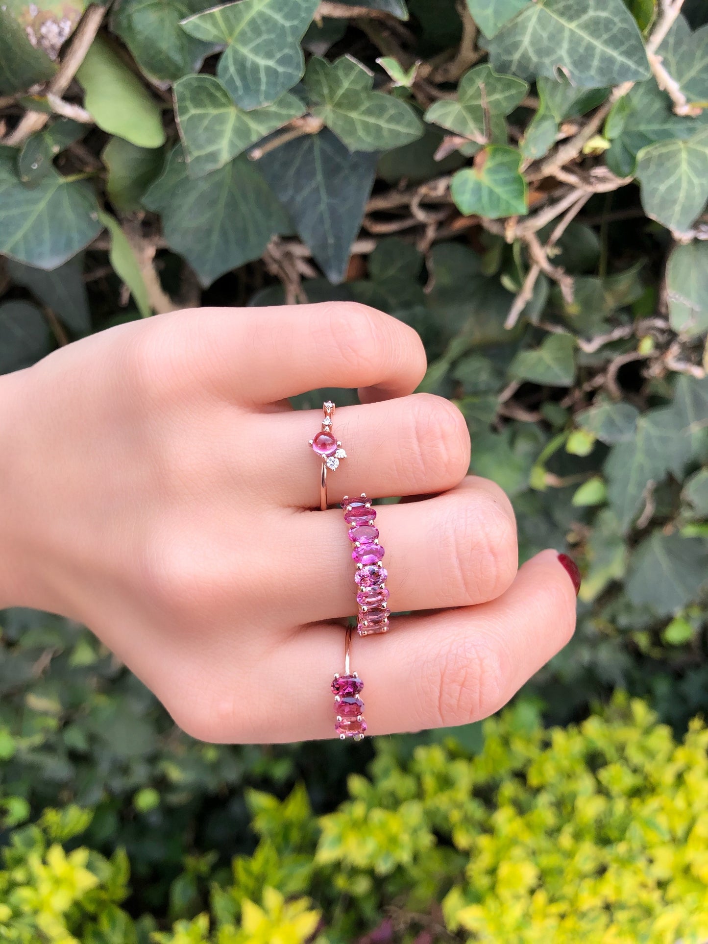 Anillo Soluna Turmalina Rosa Degradado