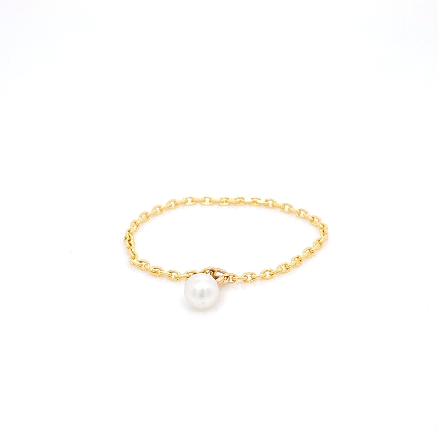 Anillo de Cadena con Perla colgante