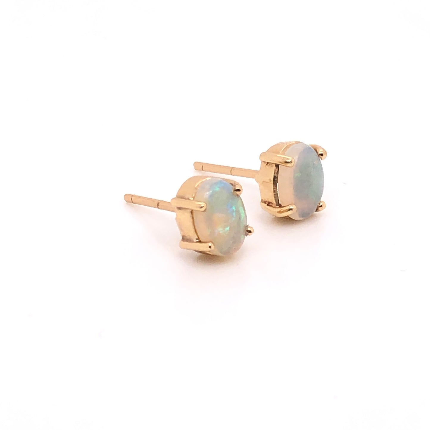 ENTREGA INMEDIATA / Aretes Ópalo Única Pieza / Oro Amarillo 14k / Par