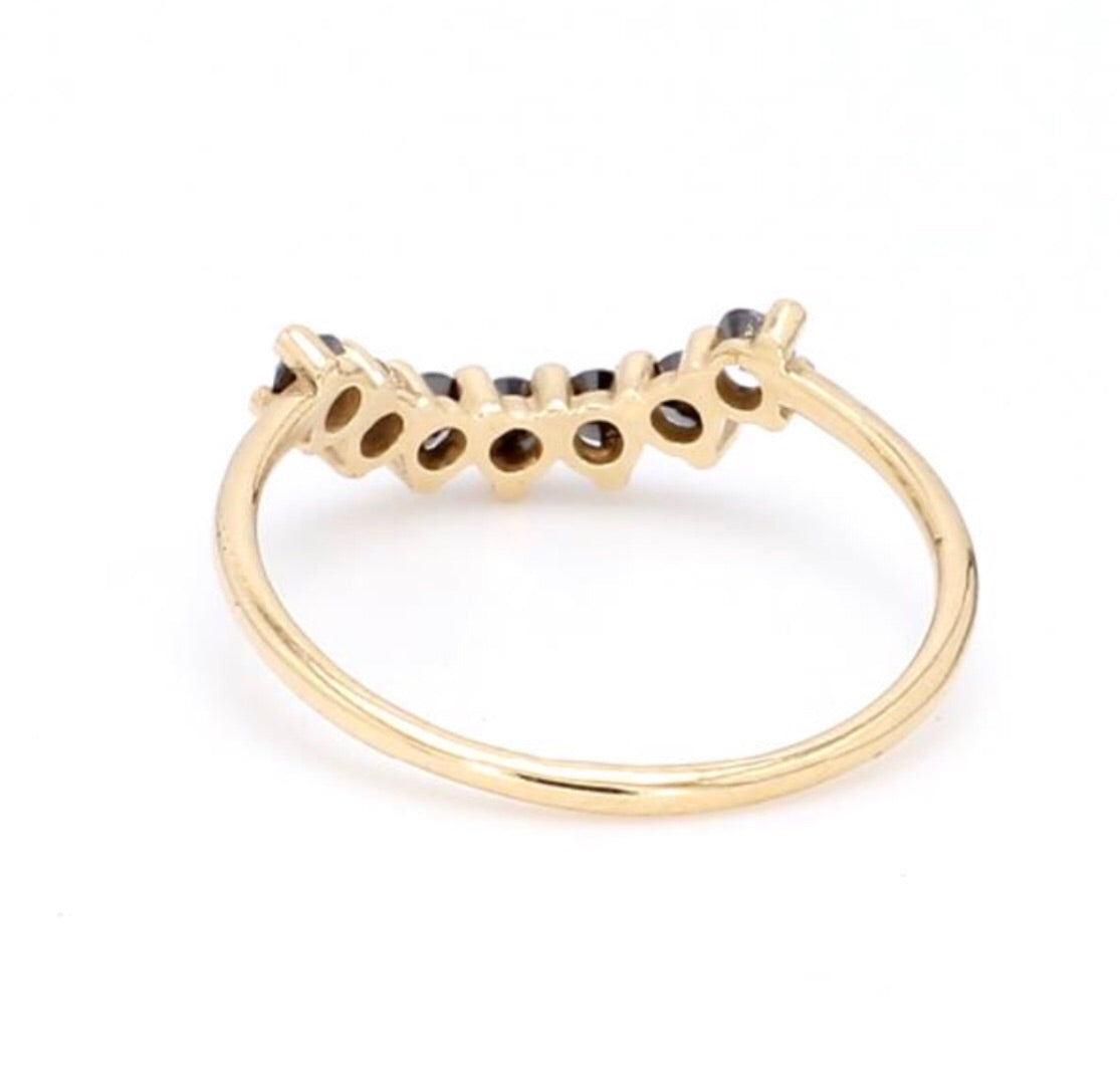 Anillo Corona Mijal con Diamantes Negros