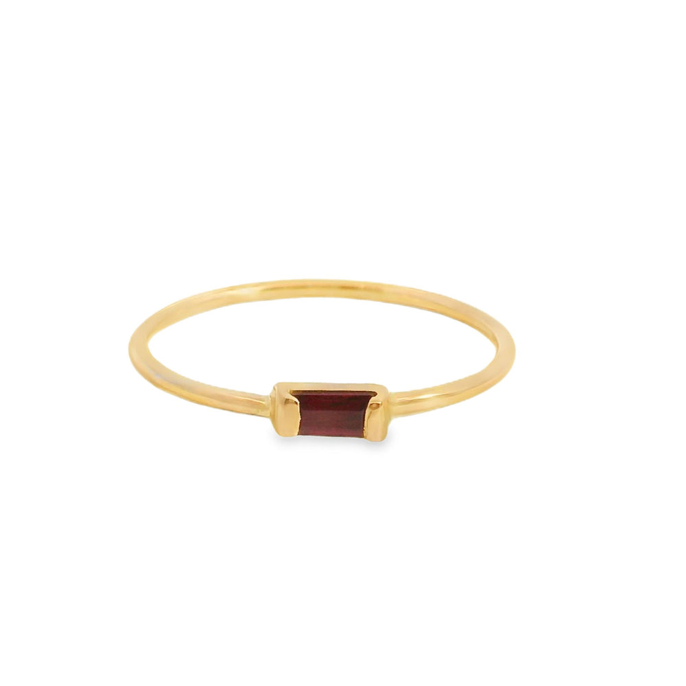 ENTREGA INMEDIATA / Anillo Piedra Horizontal con Rubí / Oro rosa 14K / Talla 6