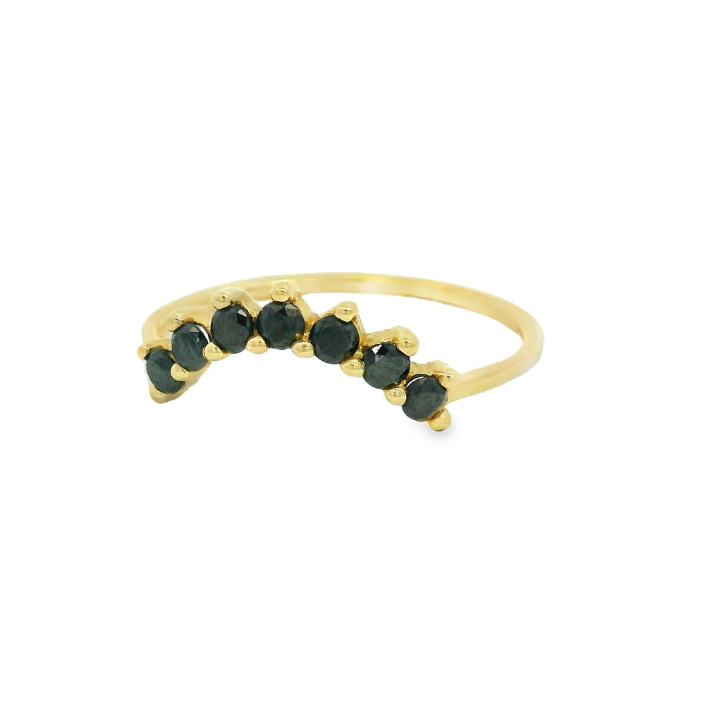 
                      
                        ENTREGA INMEDIATA / Anillo Corona Mijal con Diamantes Negros  / Oro amarillo 14K / Talla 5.5
                      
                    