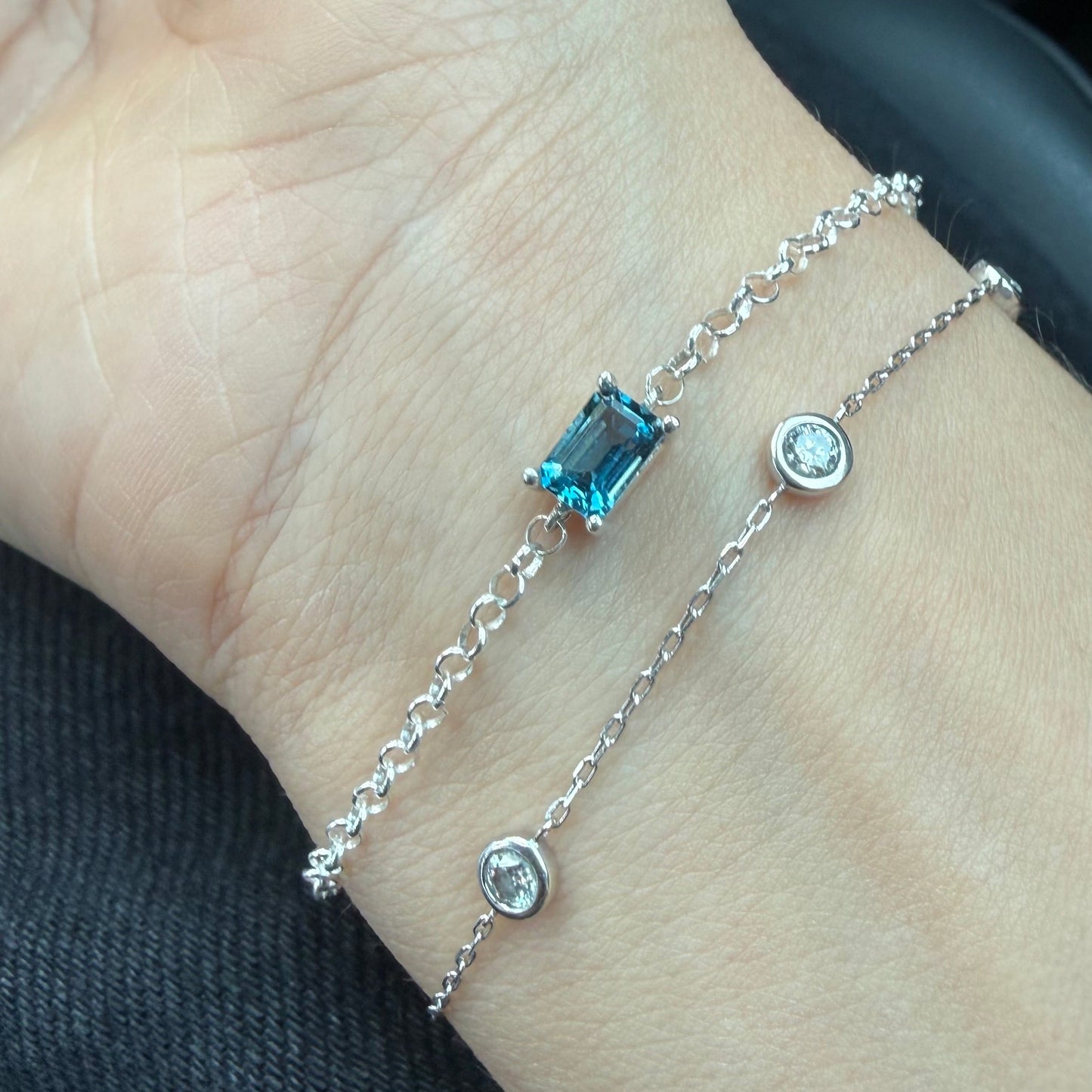 Pulsera de Plata con Topacio London Blue Para Venezuela