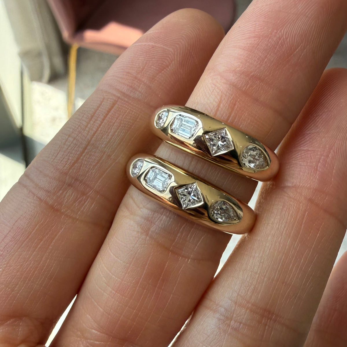 Anillo Chunky con Diamantes Multishape