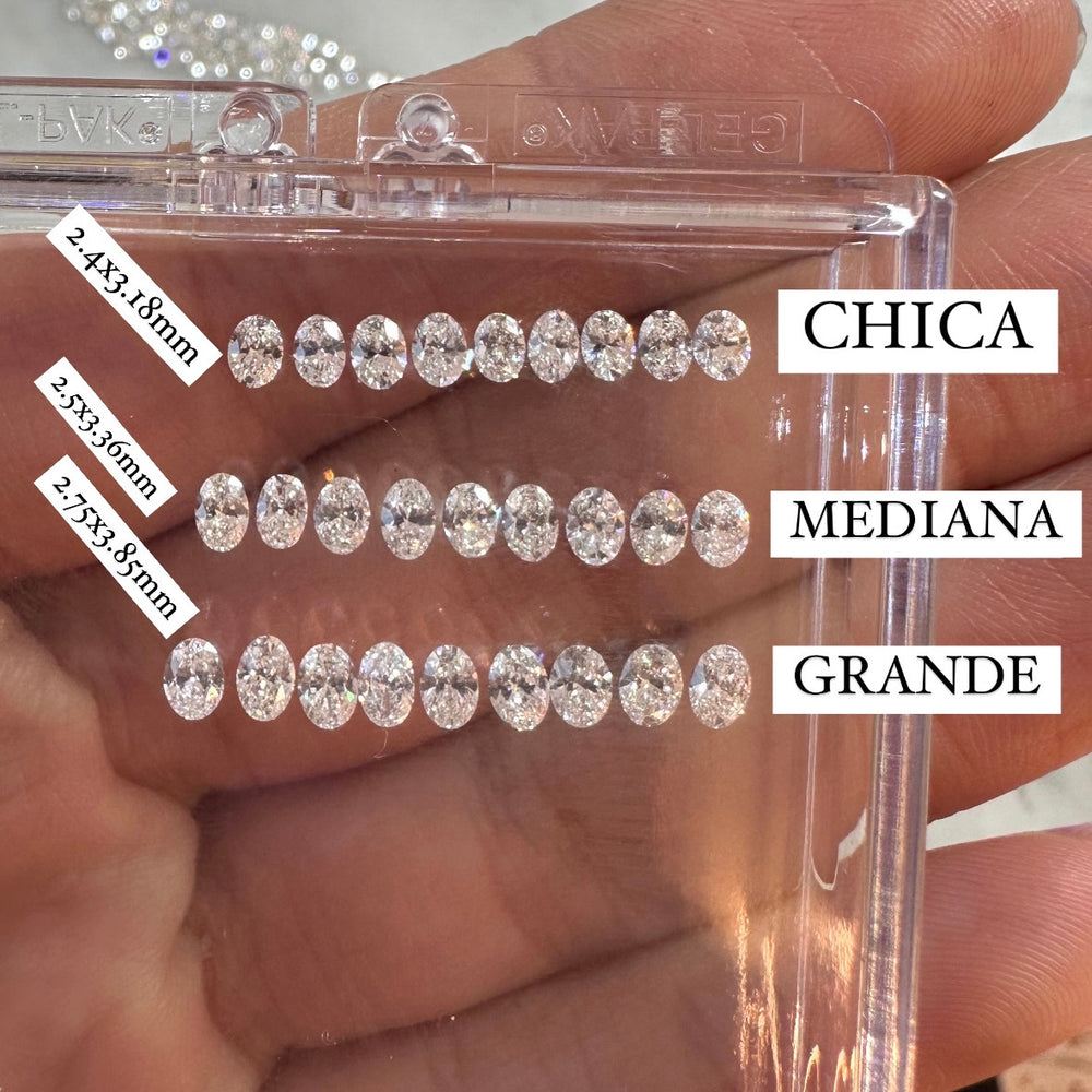 
                      
                        Churumbela de Diamantes Oval MEDIANA / 9 Piedras / Quilataje Total 0.79ct / Valor total 34,000 pesos
                      
                    