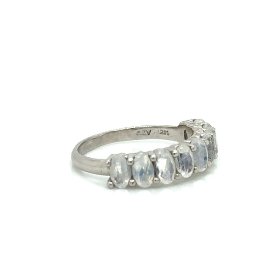 ENTREGA INMEDIATA / Media Churumbela Esther de Moonstone / Oro Blanco 14k / Talla 7.5