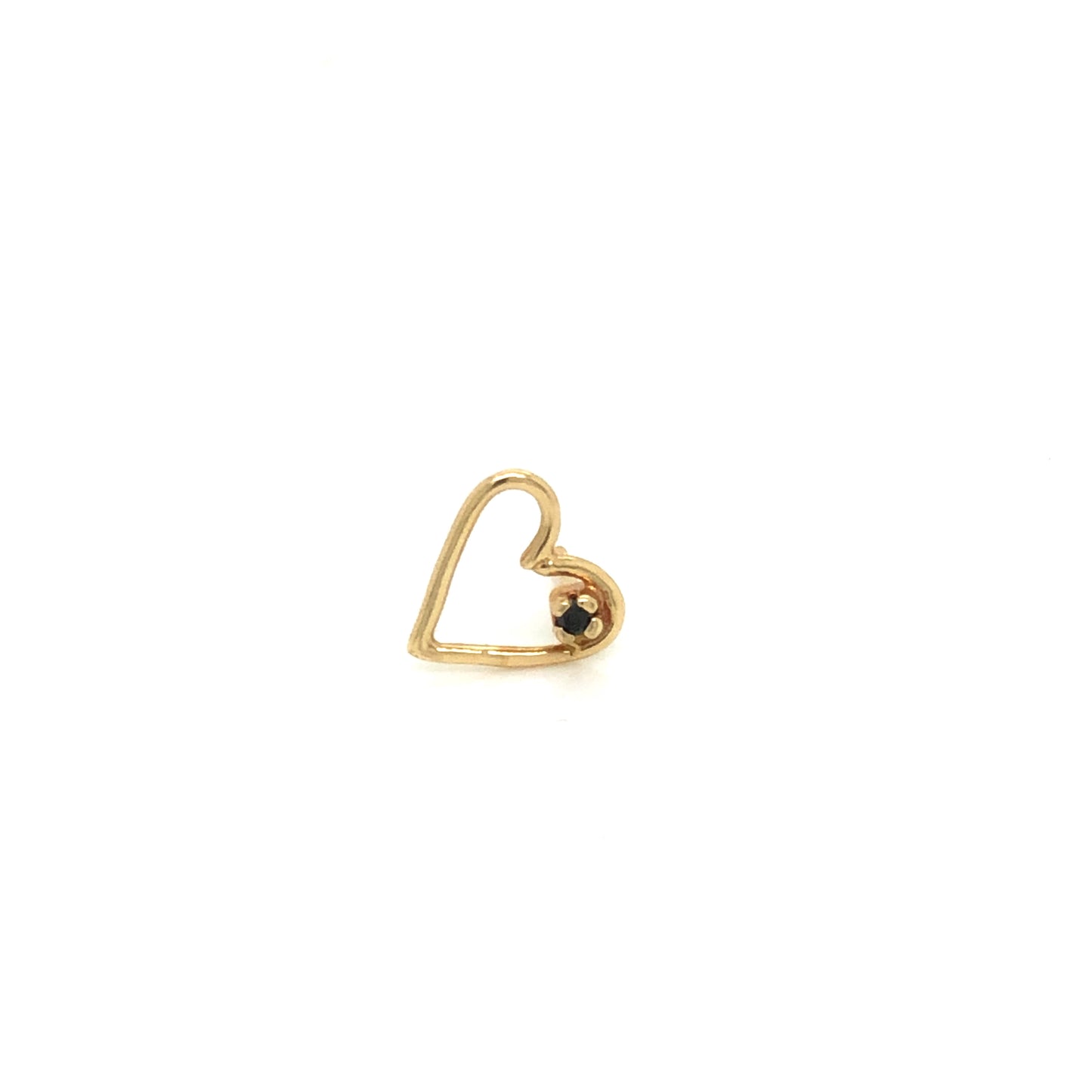 ENTREGA INMEDIATA / Arete Contorno Corazón con Diamante / Oro Amarillo 14k / Una pieza