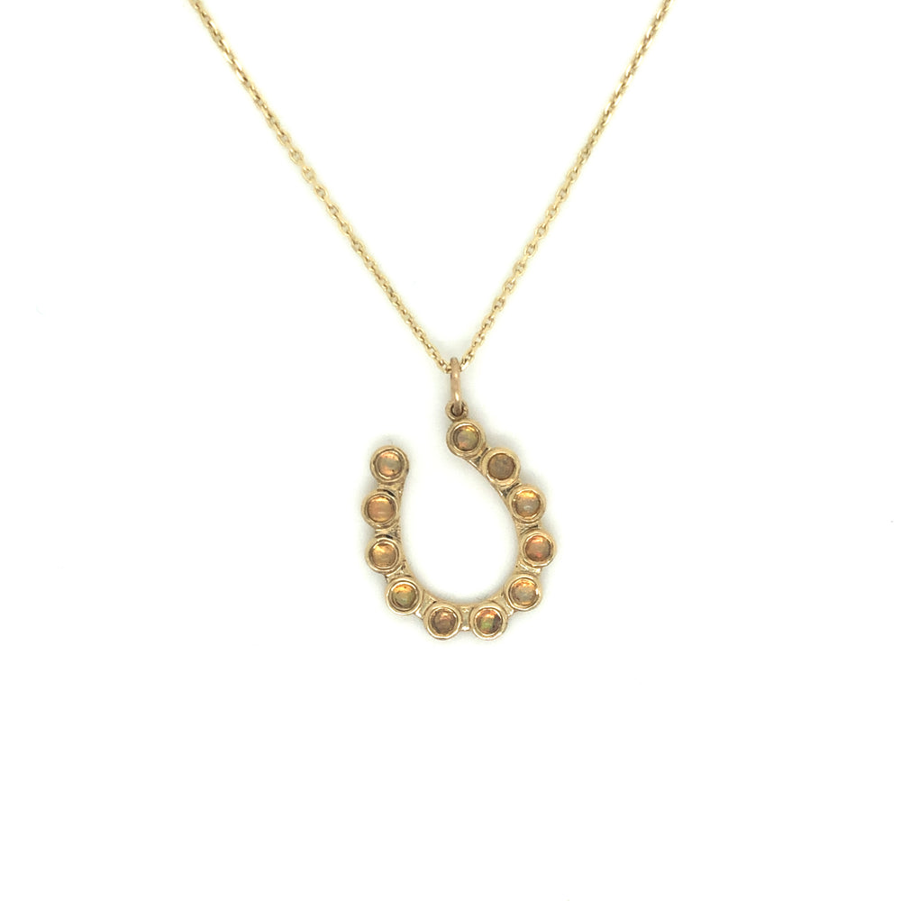 IMMEDIATE DELIVERY / Opal Horseshoe Necklace / 14k Yellow Gold