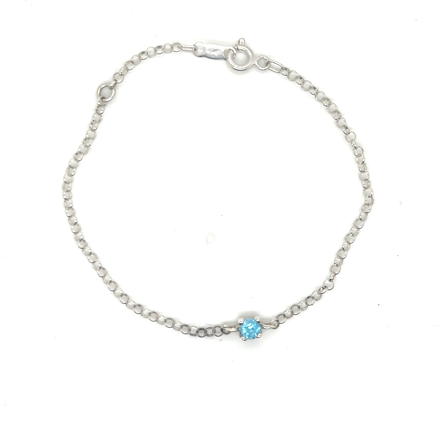 Silver Bracelet with Swiss Blue Topaz