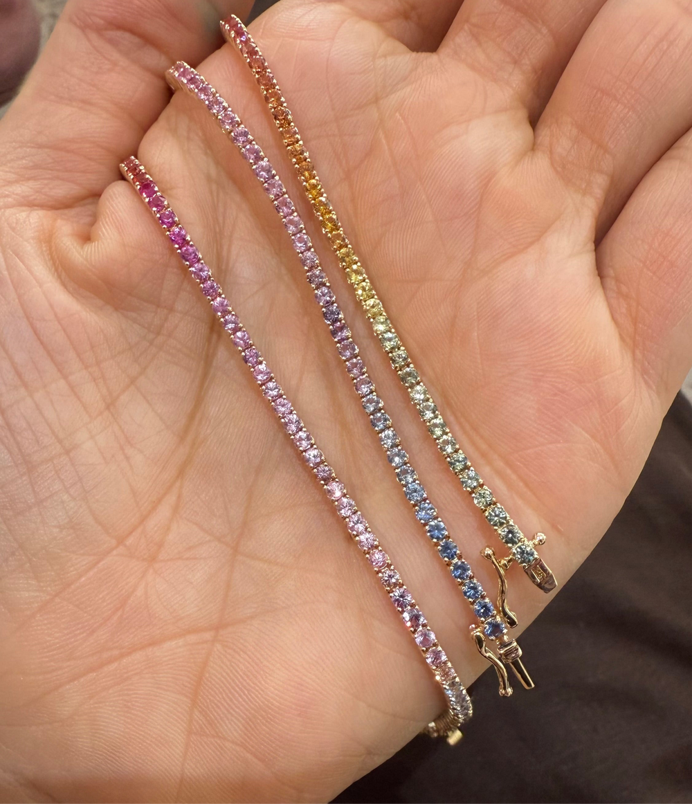 Pulsera Tenis de zafiros arcoíris 2mm
