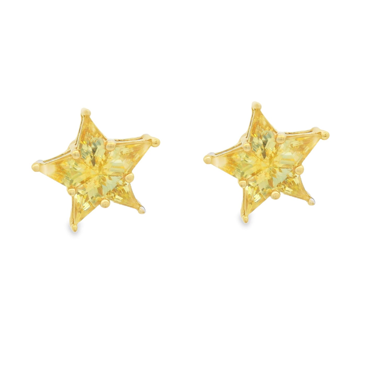 ENTREGA INMEDIATA / PIEZA ÚNICA / Aretes Estrella Rompecabezas de Zafiros Amarillos / Oro amarillo 14k