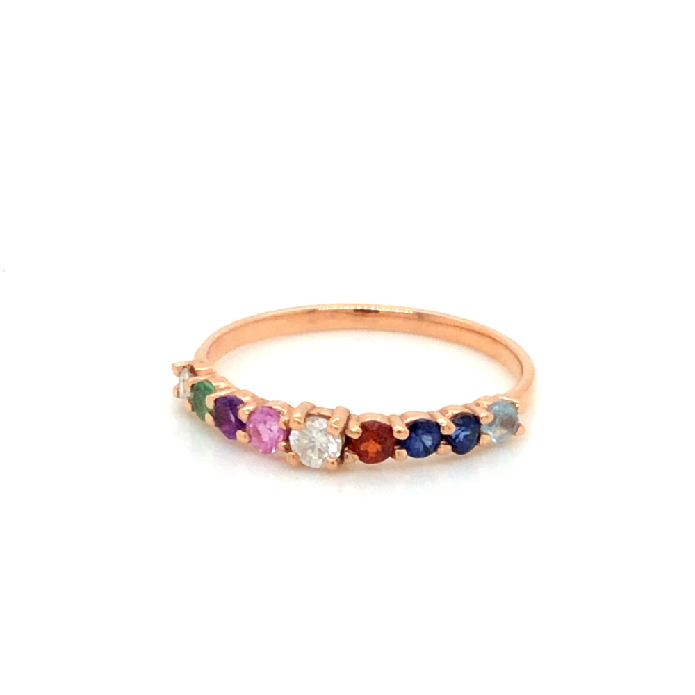 IMMEDIATE DELIVERY / Churumbela Type Stones Ring / 14k Rose Gold / Size 8