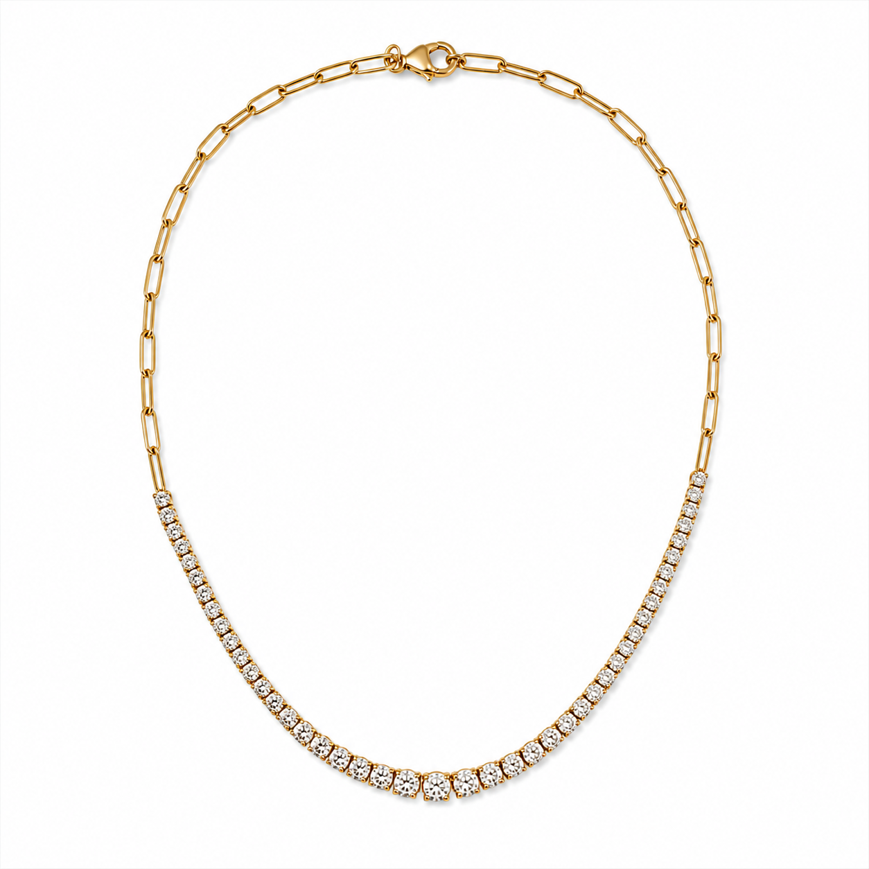 Collar Tenis con Cadena Paperclip de 6.5ct