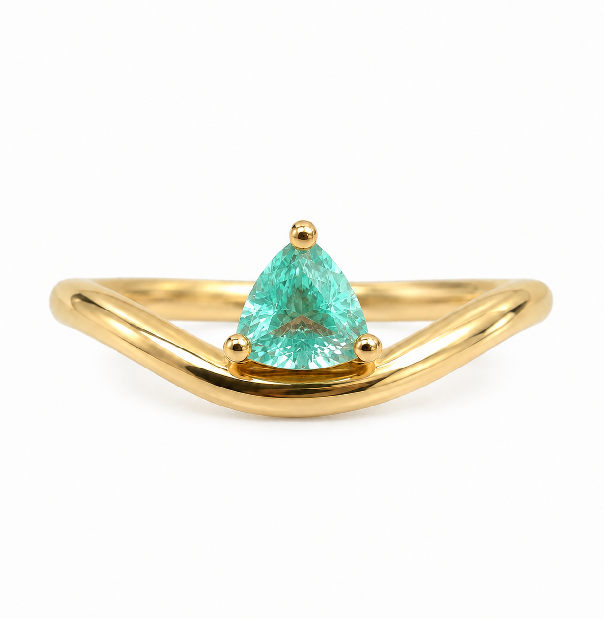 Anillo Trillion Curvo con Turmalina Paraiba