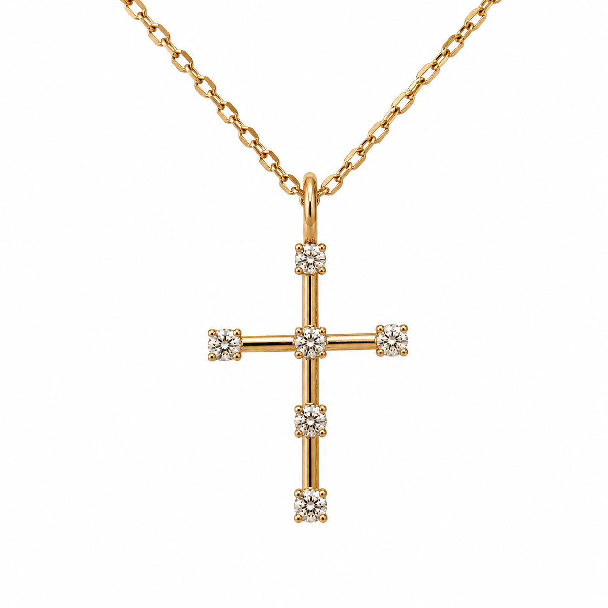 Charm de Cruz Con Diamantes Redondos (No incluye cadena)