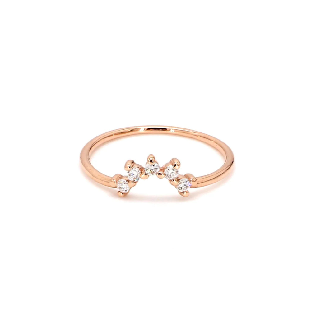 ENTREGA INMEDIATA / Anillo Corona Mariana con Diamantes / Oro rosa 14K / Talla 5.5