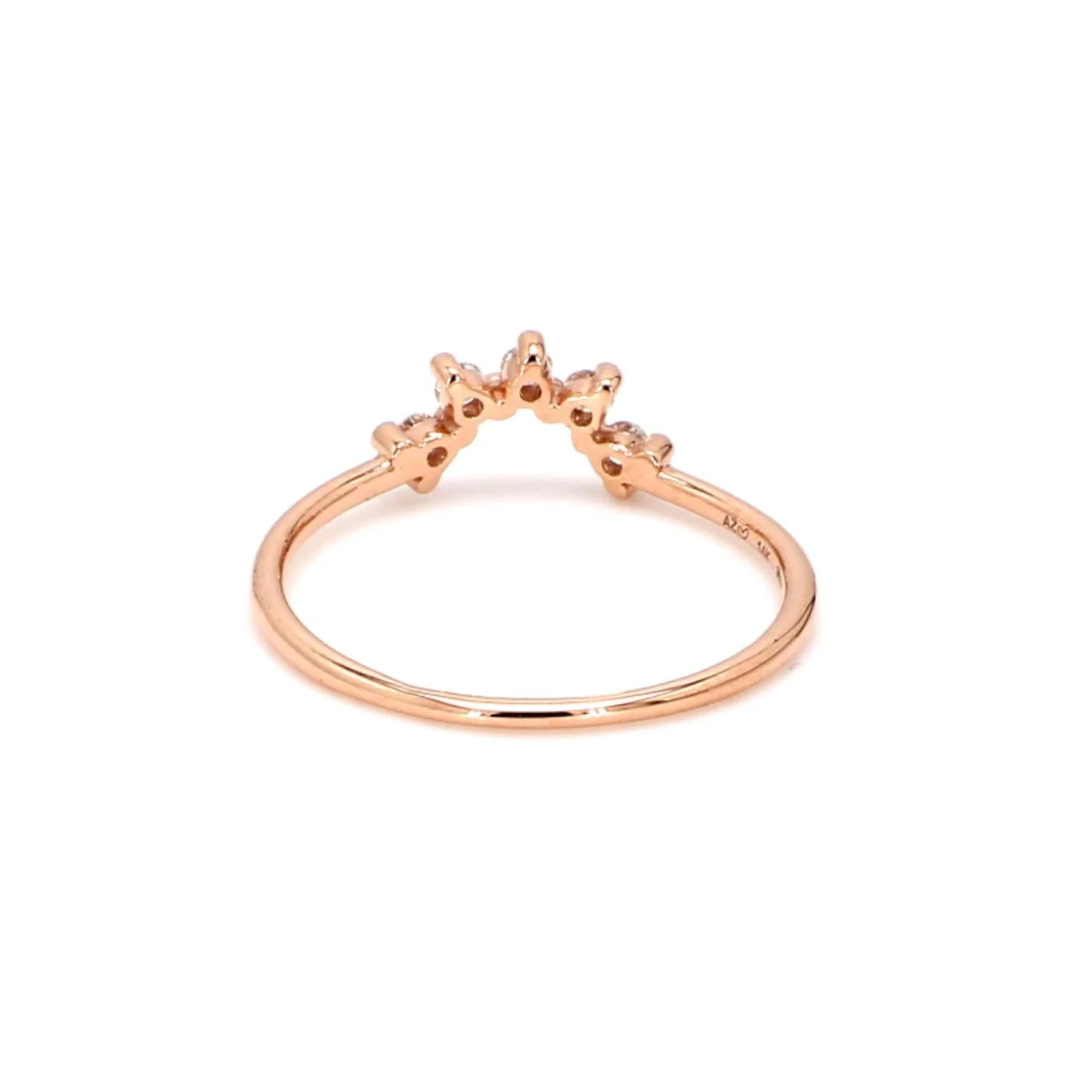 ENTREGA INMEDIATA / Anillo Corona Mariana con Diamantes / Oro rosa 14K / Talla 5.5