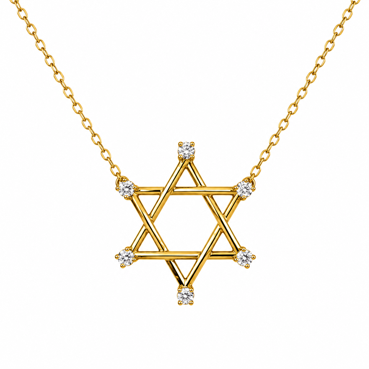 Collar Estrella de David Con Diamantes