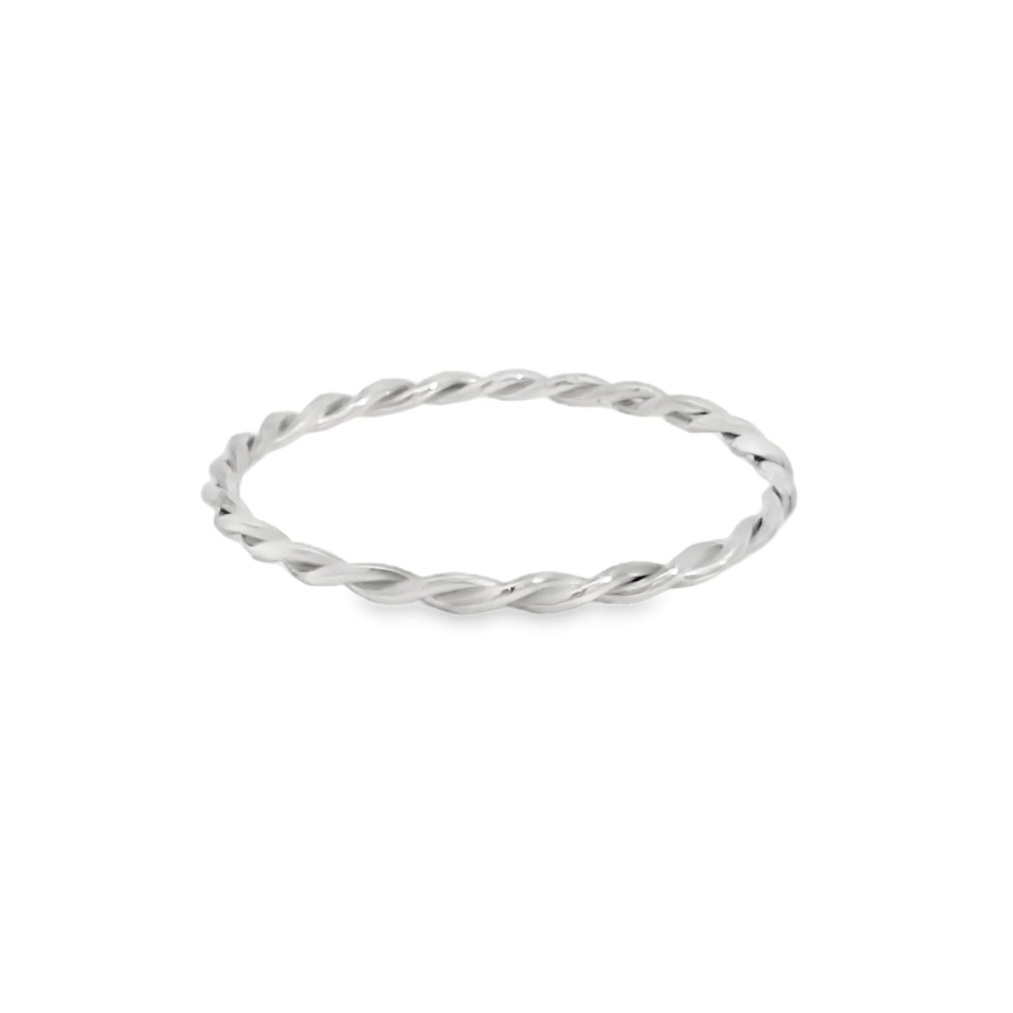 ENTREGA INMEDIATA / Argolla Twist / Oro blanco 14K / Talla 7