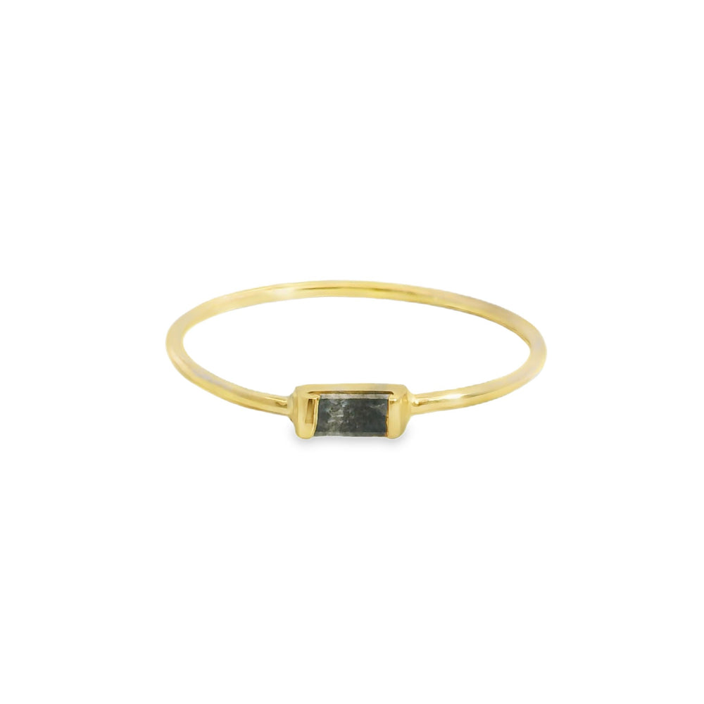 
                      
                        ENTREGA INMEDIATA / Anillo Piedra Horizontal con Diamante Salt and Pepper / Oro amarillo 14K / Talla 7
                      
                    