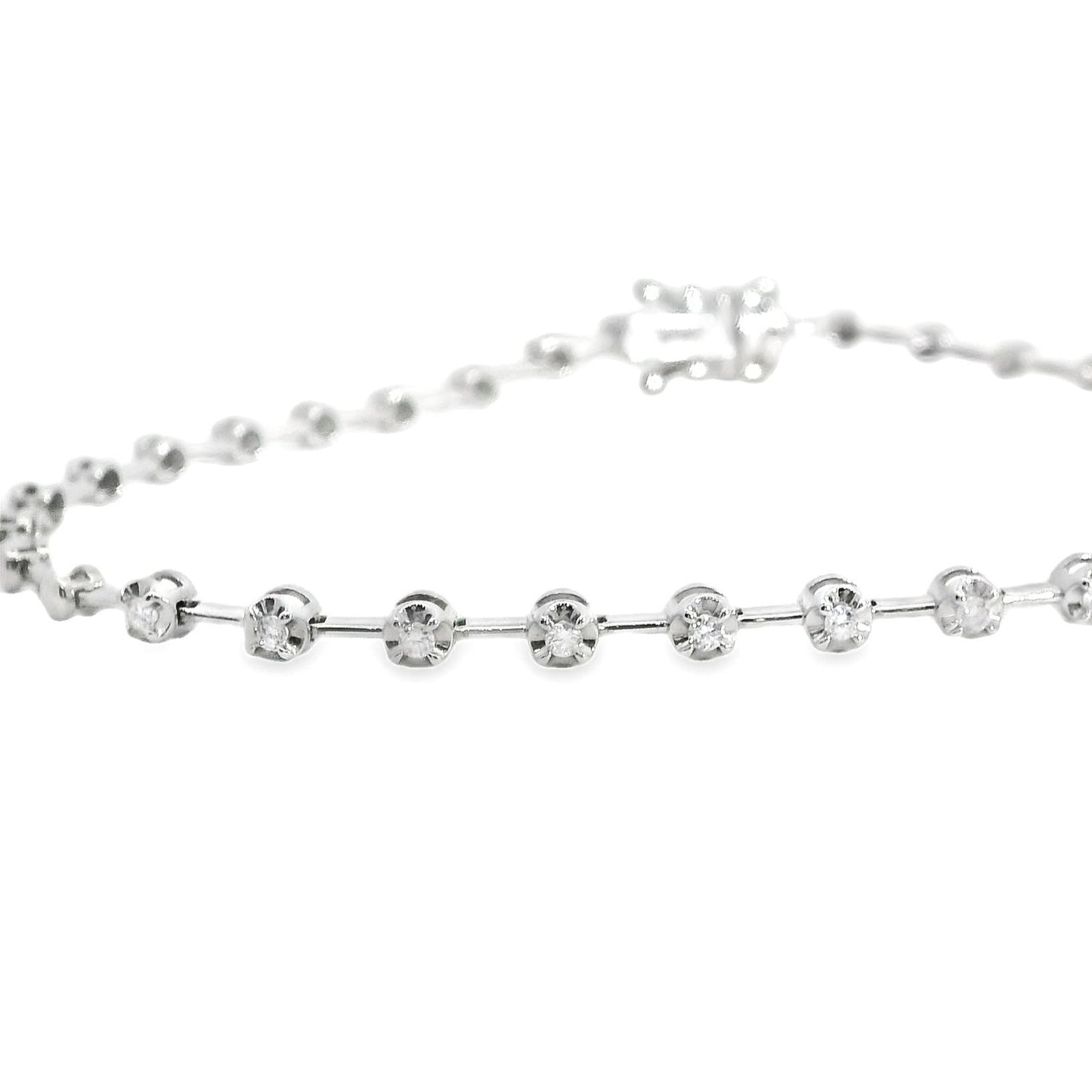 Pulsera Tenis Con Diamantes y Bolitas