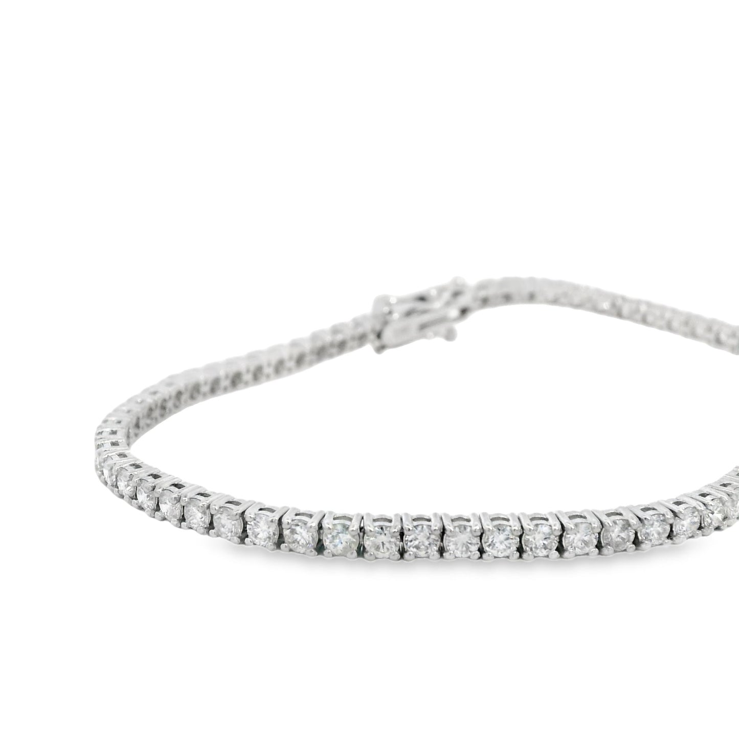 ENTREGA INMEDIATA / Pulsera Tenis con Diamantes / 3 CT / Oro blanco 14K / 17-18 cm