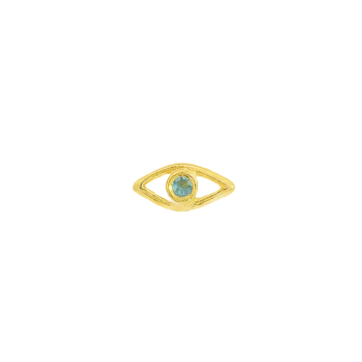 ENTREGA INMEDIATA / Arete Ojo con Aguamarina / Oro amarillo 14K / (UNA PIEZA)