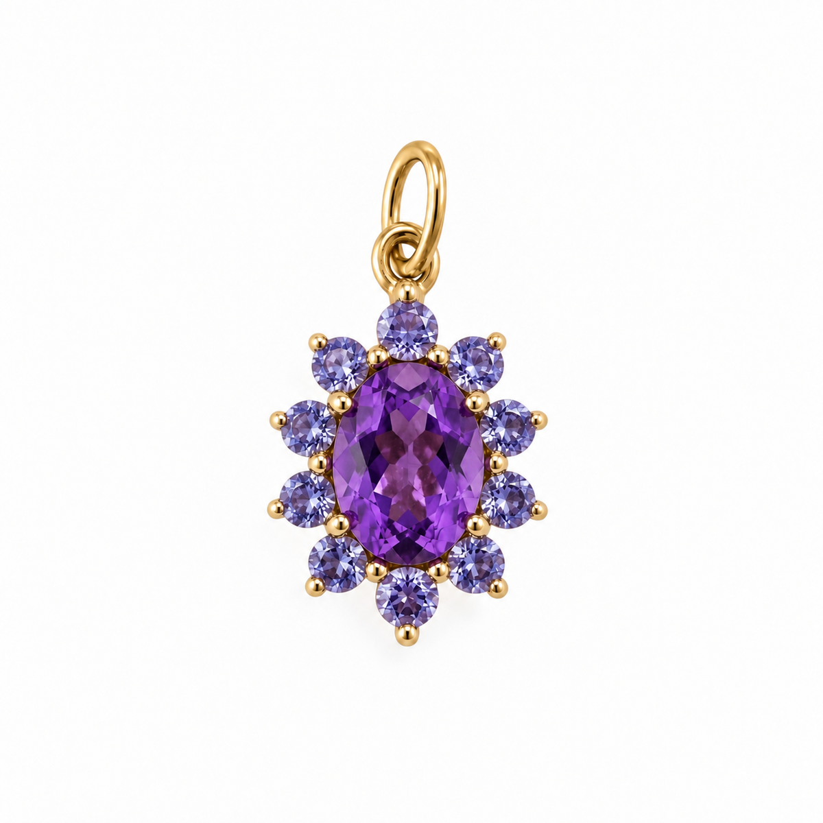 Charm de Amatista con Halo de Tanzanita