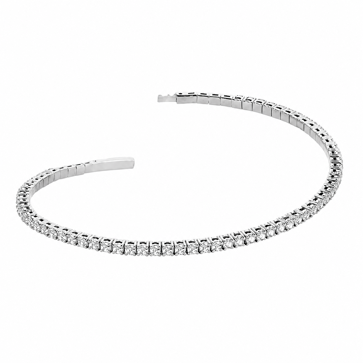 Pulsera Tenis Bangle Flexible 2ct (pulsera completa de diamantes)