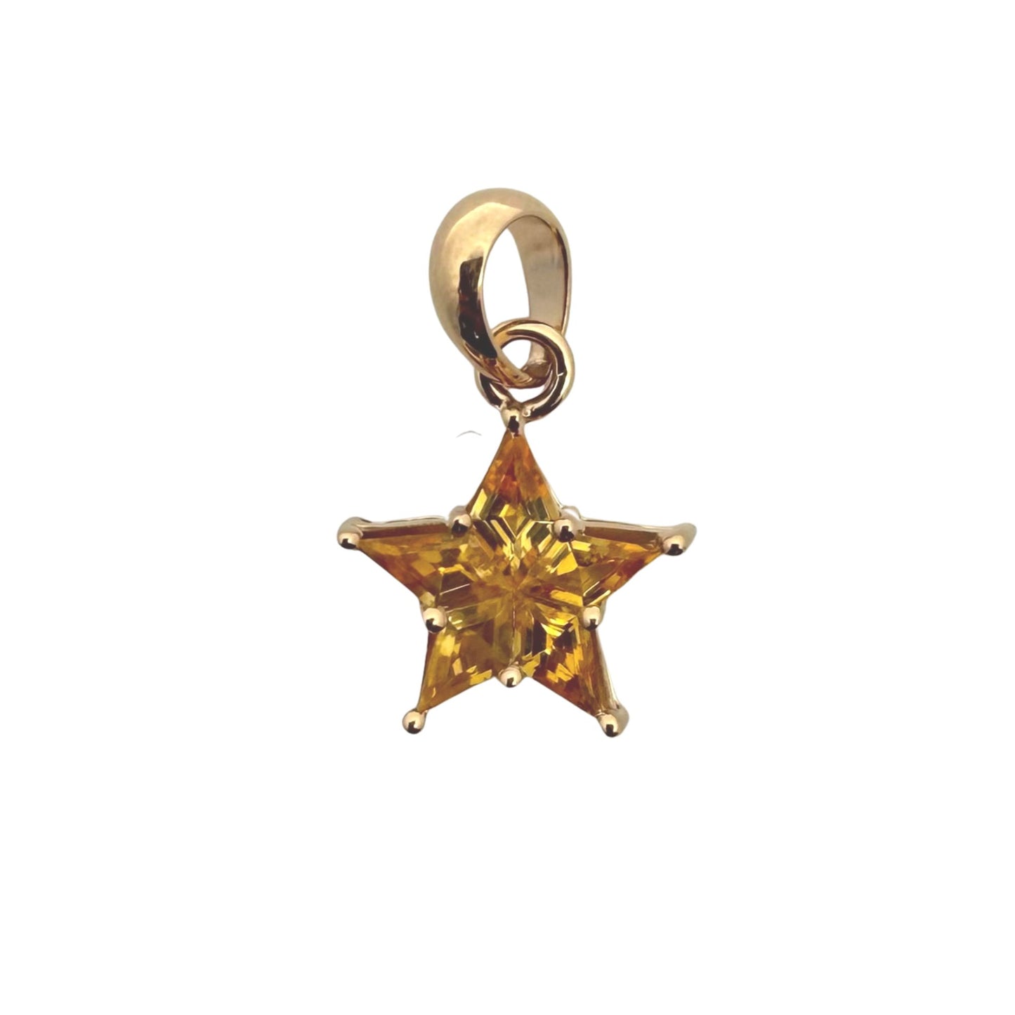 ENTREGA INMEDIATA / PIEZA ÚNICA / Charm Estrella Rompecabezas de Zafiros Amarillos Obscuros / Oro amarillo 14K / SIN CADENA